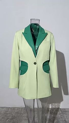 SUPER WHOLESALE | Patchwork Pu Material Blazer