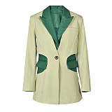 SUPER WHOLESALE | Patchwork Pu Material Blazer