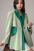 SUPER WHOLESALE | Patchwork Pu Material Blazer