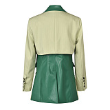 SUPER WHOLESALE | Patchwork Pu Material Blazer
