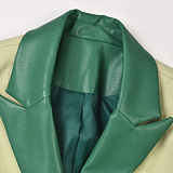 SUPER WHOLESALE | Patchwork Pu Material Blazer