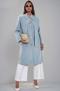 UPER WHOLESALE | Splice Two-piece Detachable Shawl Elegant Long Coat