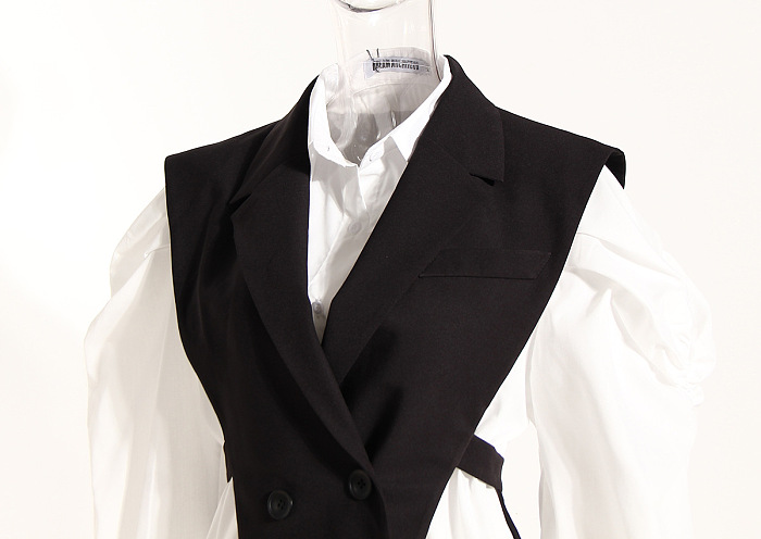 UPER WHOLESALE | Latern Sleeve Shirt with Black Vest