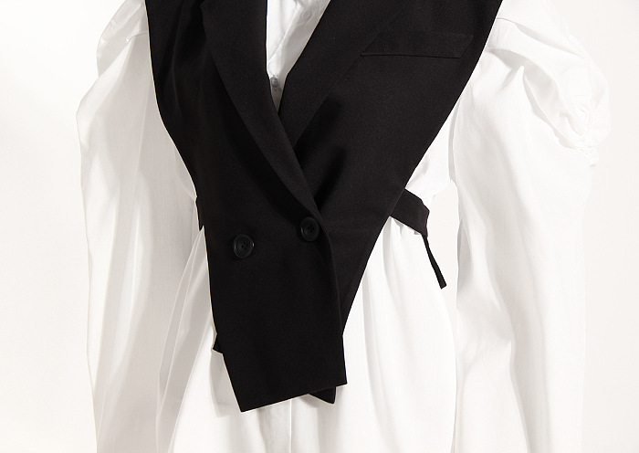 UPER WHOLESALE | Latern Sleeve Shirt with Black Vest
