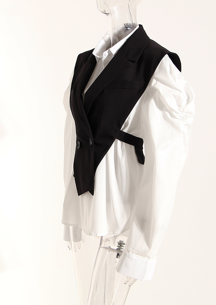 UPER WHOLESALE | Latern Sleeve Shirt with Black Vest