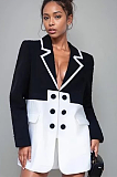 SUPER WHOLESALE | Black & White Notched Lapel Blazer