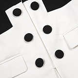 SUPER WHOLESALE | Black & White Notched Lapel Blazer