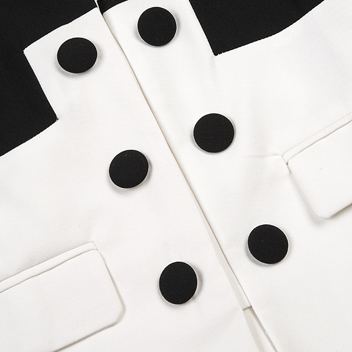 SUPER WHOLESALE | Black & White Notched Lapel Blazer