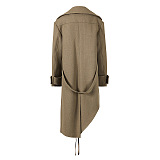 SUPER WHOLESALE | Spring New Style Faux Two-Piece Contrast Color Asymmetrical Woolen Coat