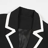 SUPER WHOLESALE | Black & White Notched Lapel Blazer