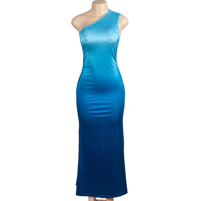 SUPER WHOLESALE |Sleeveless Gradient Off-shoulder Sexy Bodycon Dress