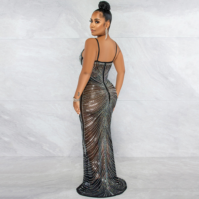 SUPER WHOLESALE |See-through Bling Bling Mini Dress