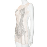 SUPER WHOLESALE |See-through Bling Bling Mini Dress