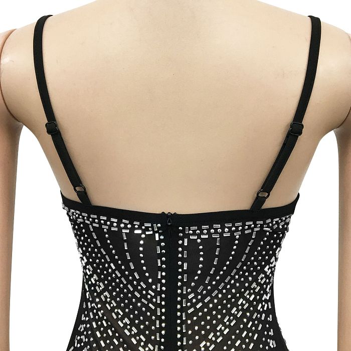 SUPER WHOLESALE |See-through Bling Bling Mini Dress