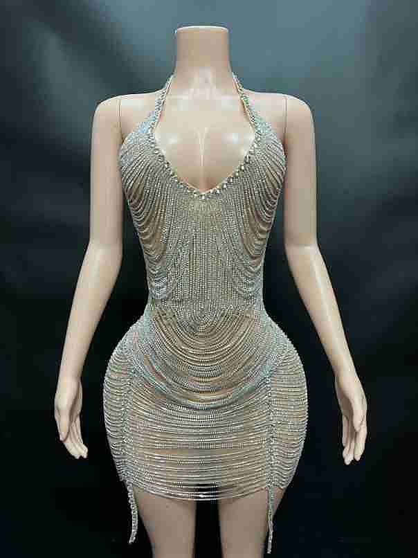 SUPER WHOLESALE |  High Quality Custom Rhinestone Party Dress