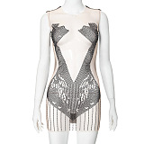 SUPER WHOLESALE |See-through Bling Bling Mini Dress