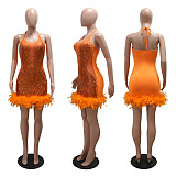 SUPER WHOLESALE | Bling Bling Sequins Halter Dress