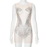 SUPER WHOLESALE |See-through Bling Bling Mini Dress