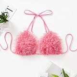 SUPER WHOLESALE | PlushTextured Multicolor Open-back Two-piece Bikini