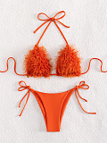 SUPER WHOLESALE | PlushTextured Multicolor Open-back Two-piece Bikini