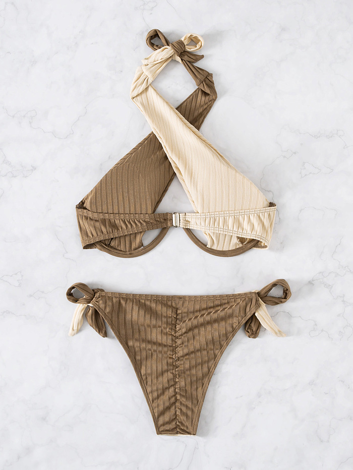 SUPER WHOLESALE |Color-block Swimsuit