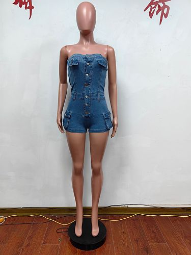 SUPER WHOLESALE | Denim Strapless Romper