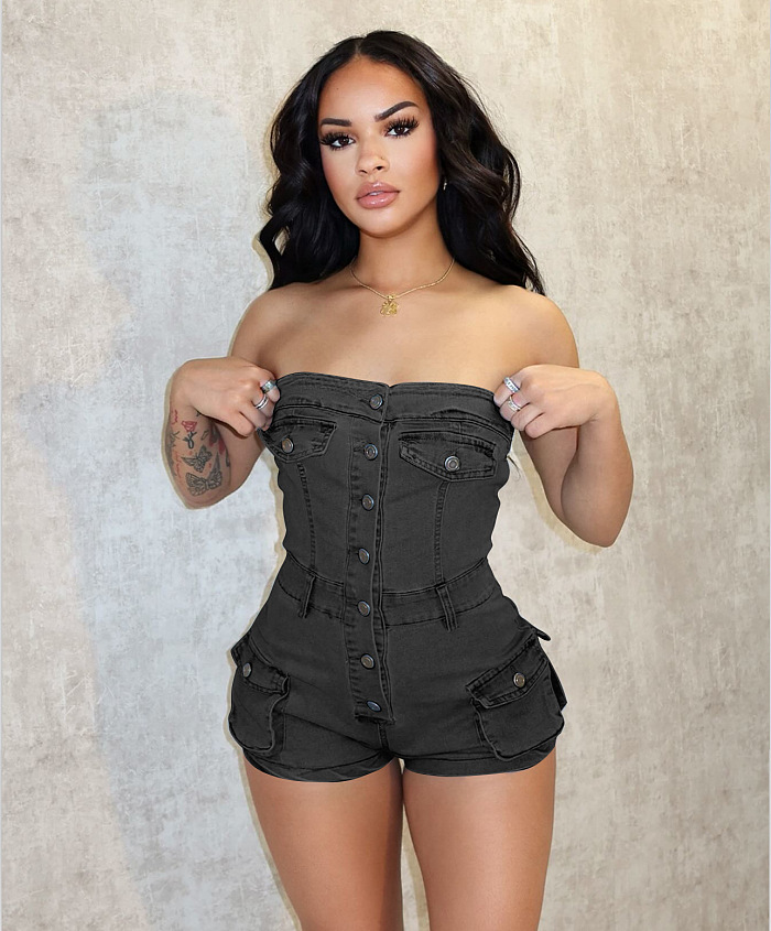 SUPER WHOLESALE | Denim Strapless Romper