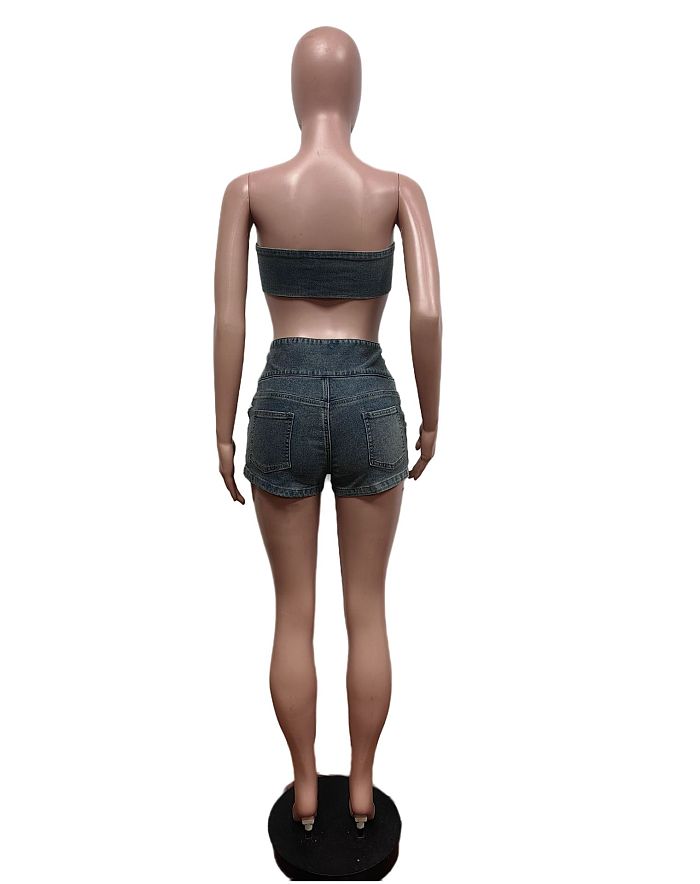 SUPER WHOLESALE | Denim Elastic Strapless Waist Belt Set
