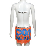 SUPER WHOLESALE | Irregular Hollow-out Dress with Metal Chain, Open Back, and Letter Print