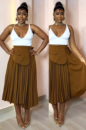 SUPER WHOLESALE | Pleated High Waist Skirt