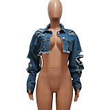 WHOLESALE | Distress Denim Jacket Top