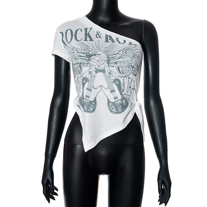 Super Wholesale | One Shoulder Printed T-shirt