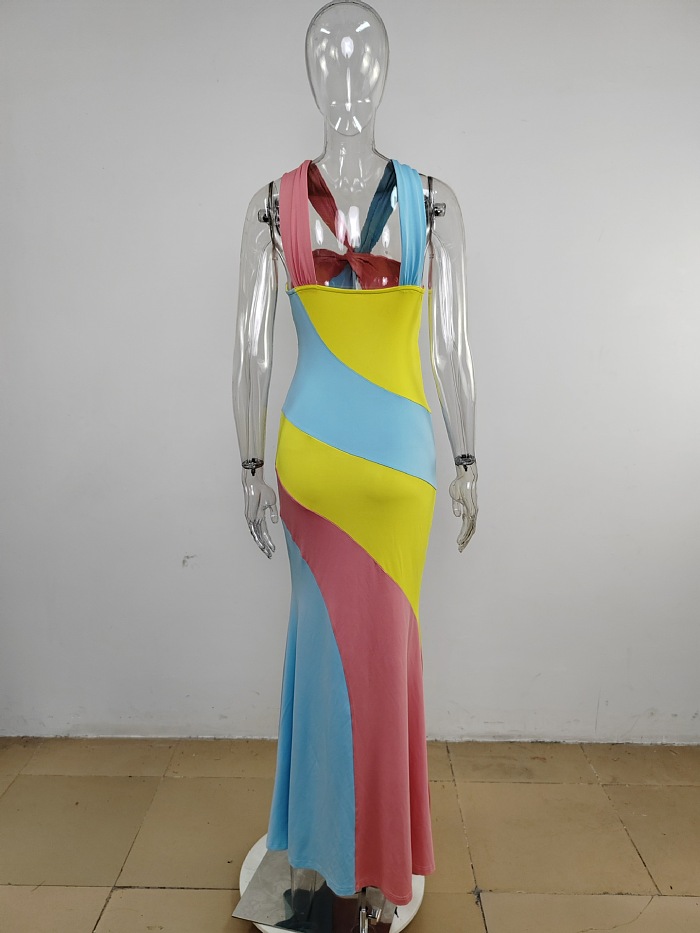 SUPER WHOLESALE | Color Block Strappy Dress