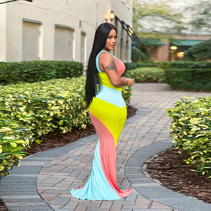 SUPER WHOLESALE | Color Block Strappy Dress