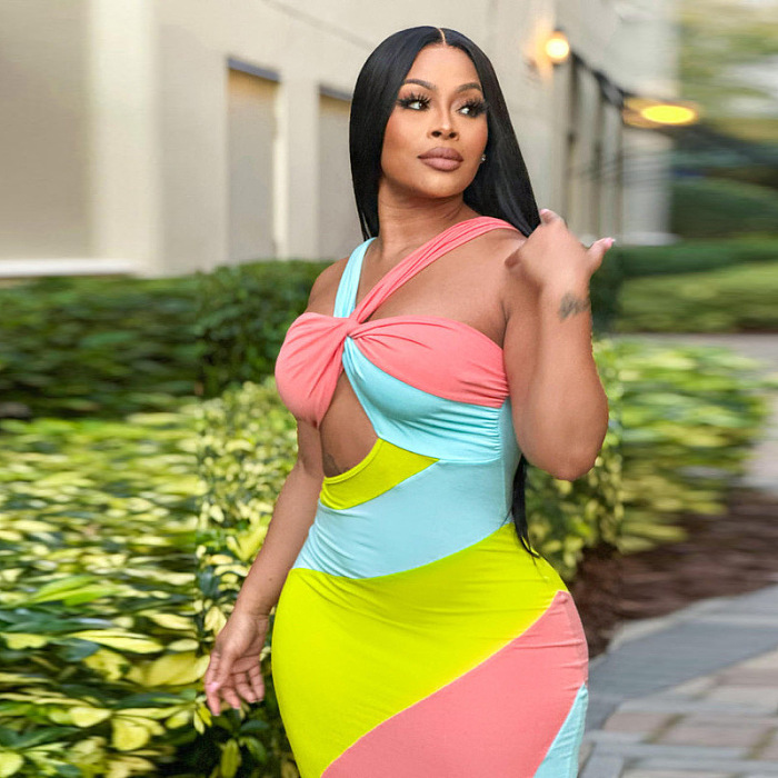 SUPER WHOLESALE | Color Block Strappy Dress