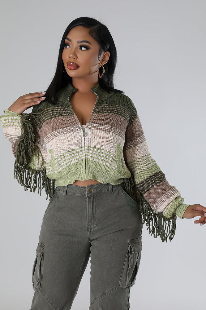 SUPER WHOLESALE | Fringe Half Zip Top