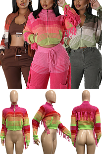 SUPER WHOLESALE | Fringe Half Zip Top