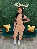 SUPER WHOLESALE | Water Washed Distressed Thread Short-sleeve Long Pants Set