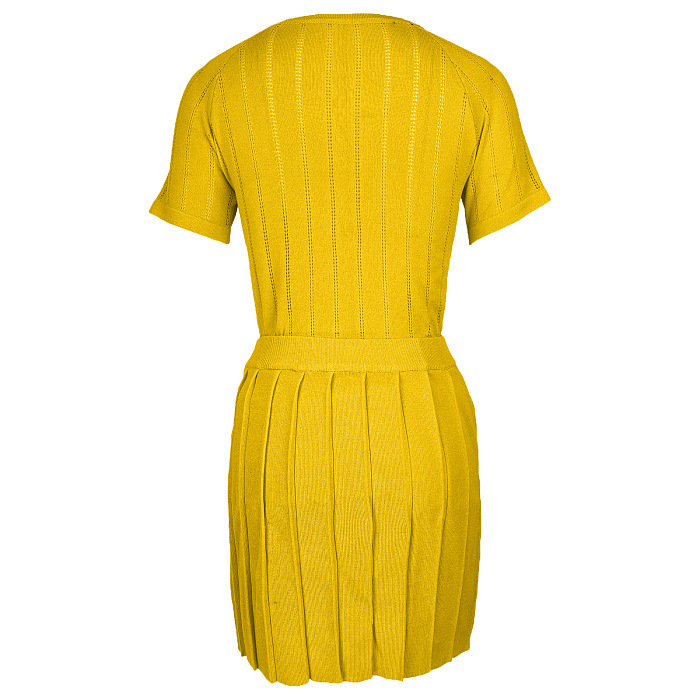 SUPER WHOLESALE | Button Deco Pleated Skirt Set