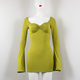 SUPER WHOLESALE | Plunging Neck Flare Cuffs Dress