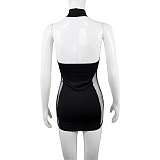 SUPER WHOLESALE | See-through  Halter Open Back Mini Dress