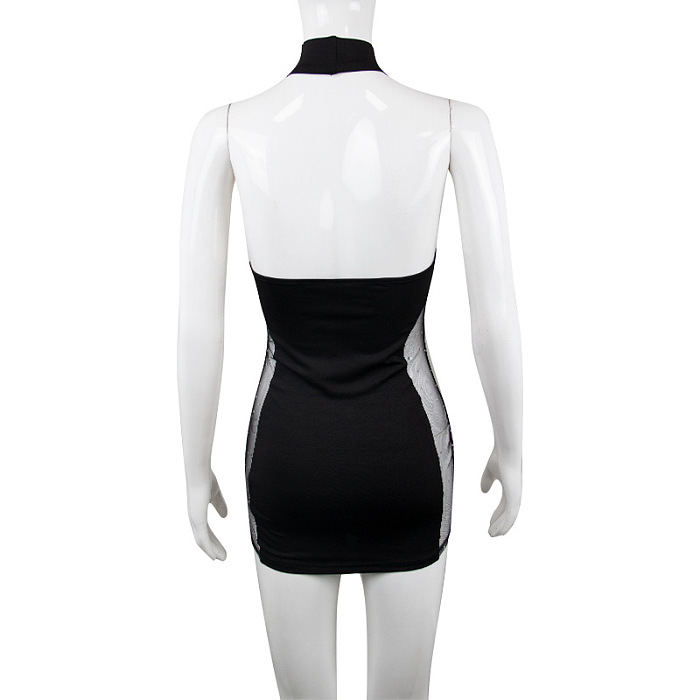 SUPER WHOLESALE | See-through  Halter Open Back Mini Dress