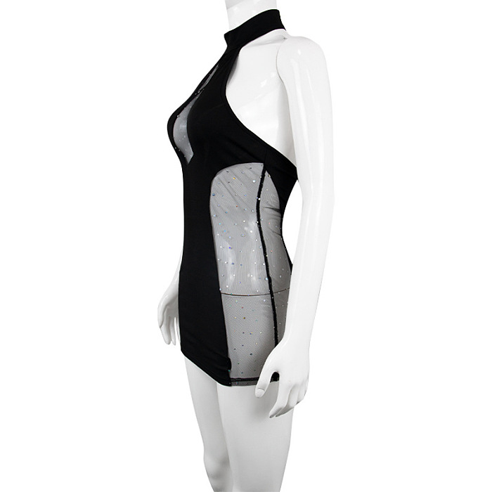 SUPER WHOLESALE | See-through  Halter Open Back Mini Dress