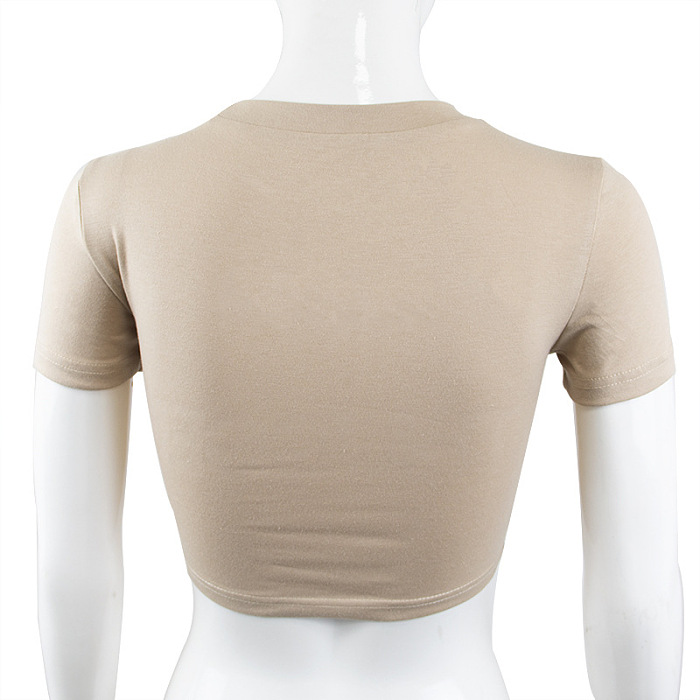 SUPER WHOLESALE | Rhinestone Decor Crop T-shirt in Brown