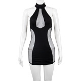 SUPER WHOLESALE | See-through  Halter Open Back Mini Dress