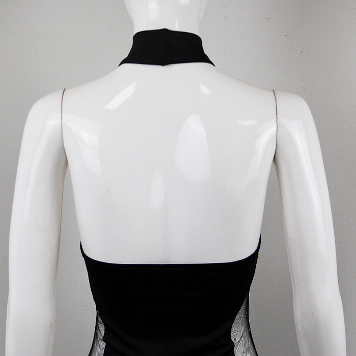 SUPER WHOLESALE | See-through  Halter Open Back Mini Dress