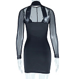 SUPER WHOLESALE | See-through Halter Plunging Neck Dress