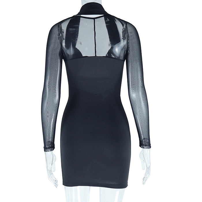 SUPER WHOLESALE | See-through Halter Plunging Neck Dress