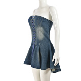 SUPER WHOLESALE | Strapless Front Lace-up Dress