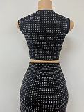 SUPER WHOLESALE | Rhinestone Deco Skirt Set
